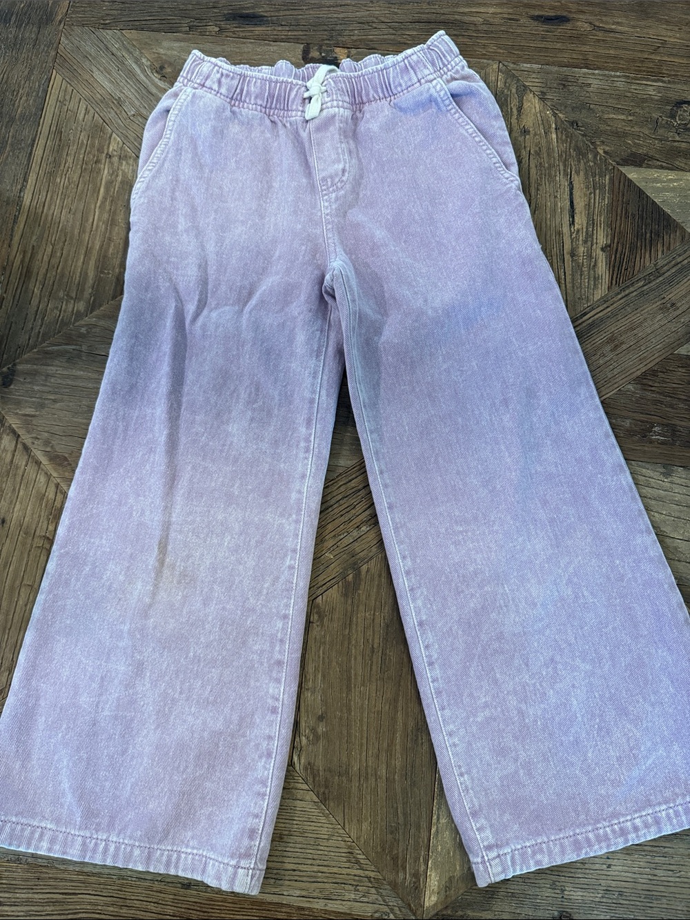 Cat & Jack Lavender Wide-Leg denim Pants with cinch waist